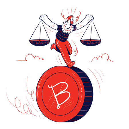 Empresario haciendo gestión de bitcoin  Ilustración