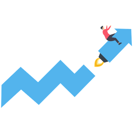 Inicialização do empresário e gráfico crescente  Illustration