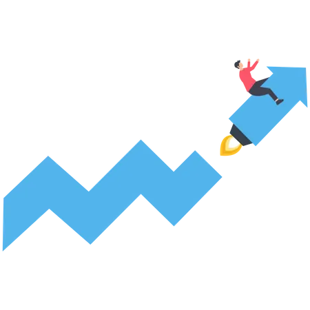 Inicialização do empresário e gráfico crescente  Illustration