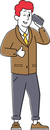 Empresario hablando por teléfono inteligente  Ilustración
