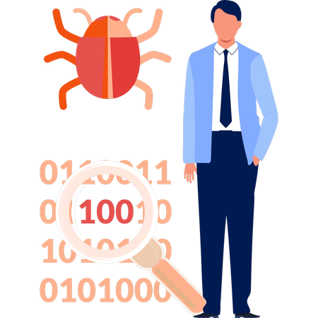 Hombre de negocios haciendo búsquedas de codificación empresarial  Ilustración