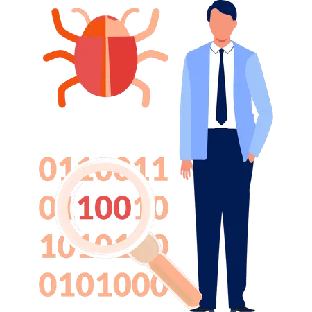 Hombre de negocios haciendo búsquedas de codificación empresarial  Ilustración