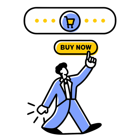 Hombre de negocios haciendo compras digitales  Ilustración