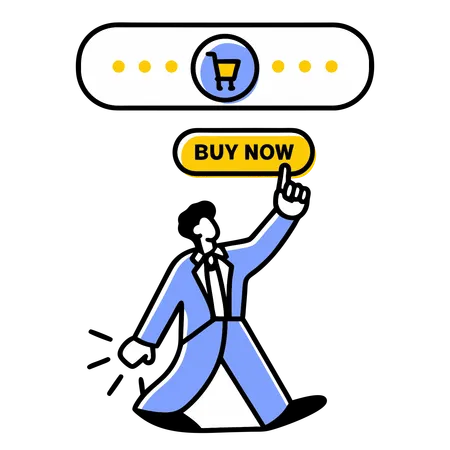 Hombre de negocios haciendo compras digitales  Ilustración
