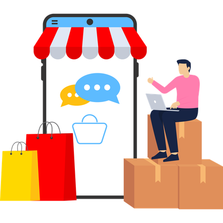 Empresario haciendo compras en línea  Ilustración