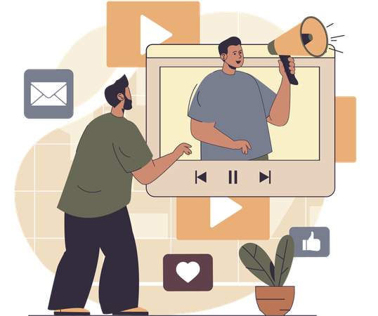 Hombre de negocios haciendo marketing de compras  Ilustración