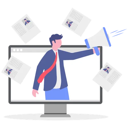 Hombre de negocios haciendo marketing de CV  Ilustración