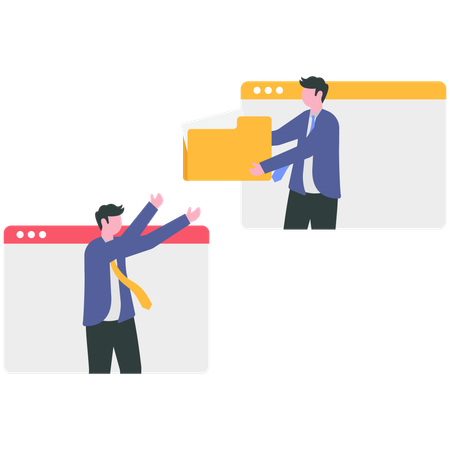 Empresario haciendo distribución de tareas  Ilustración