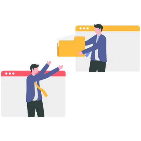 Empresario haciendo distribución de tareas  Ilustración