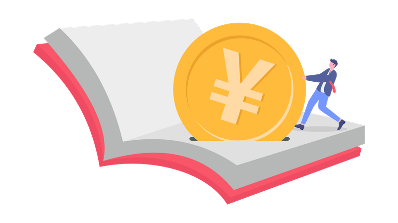 Hombre de negocios haciendo un estudio financiero  Ilustración