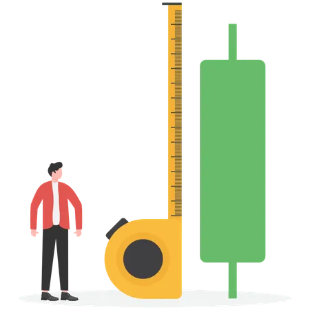 Empresario haciendo evaluación de crecimiento  Ilustración