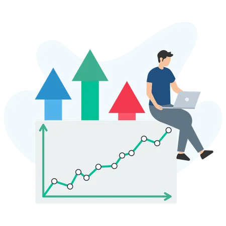 Empresario haciendo exploración de mercado  Ilustración