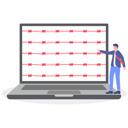 Empresario cometiendo violación de datos  Ilustración
