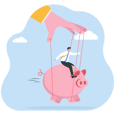 Empresario haciendo gestión de ahorro  Ilustración