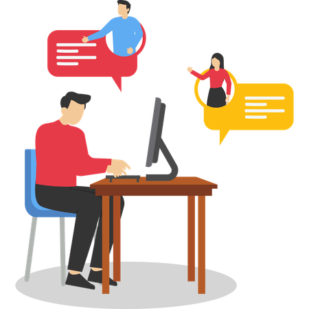 Hombre de negocios haciendo gestión de personal de empleados  Ilustración
