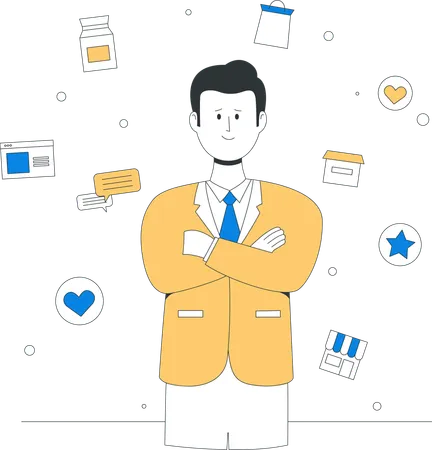 Empresario haciendo marca personal  Ilustración