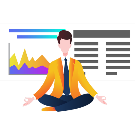 Empresario haciendo meditación  Ilustración