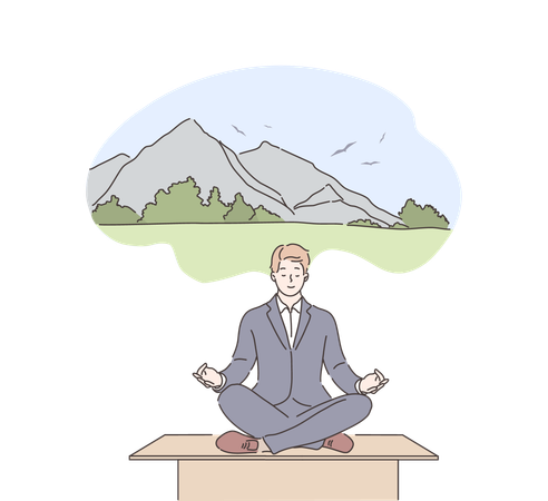 Empresario haciendo meditación  Ilustración
