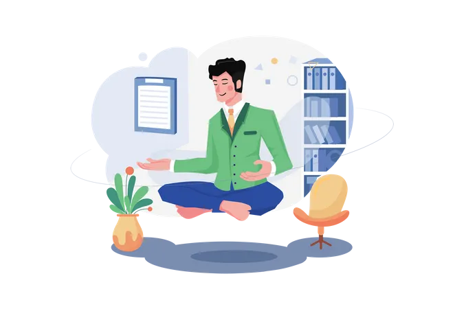 Empresario haciendo meditación  Ilustración