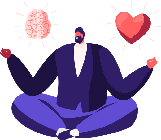 Empresario haciendo meditación en postura de loto  Ilustración