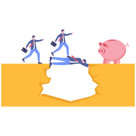 Hombre de negocios haciendo operaciones bancarias  Ilustración