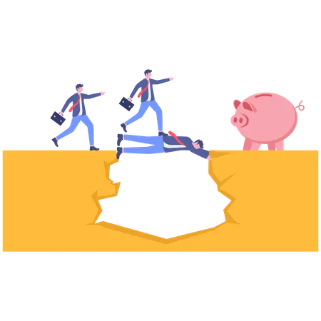 Hombre de negocios haciendo operaciones bancarias  Ilustración
