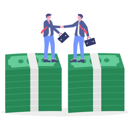 Hombre de negocios haciendo asociación financiera  Ilustración