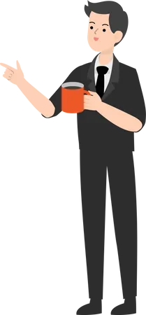 Empresario sosteniendo café  Ilustración