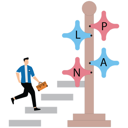 Empresário implementando plano de negócios  Illustration