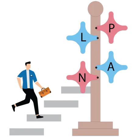 Empresário implementando plano de negócios  Illustration