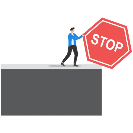 Empresario indicando señal de stop  Ilustración