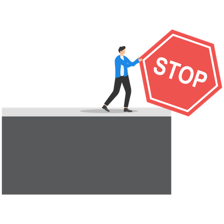 Empresário indicando sinal de stop  Ilustração