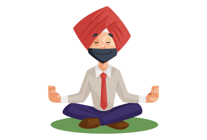 Empresário indiano fazendo meditação  Ilustração