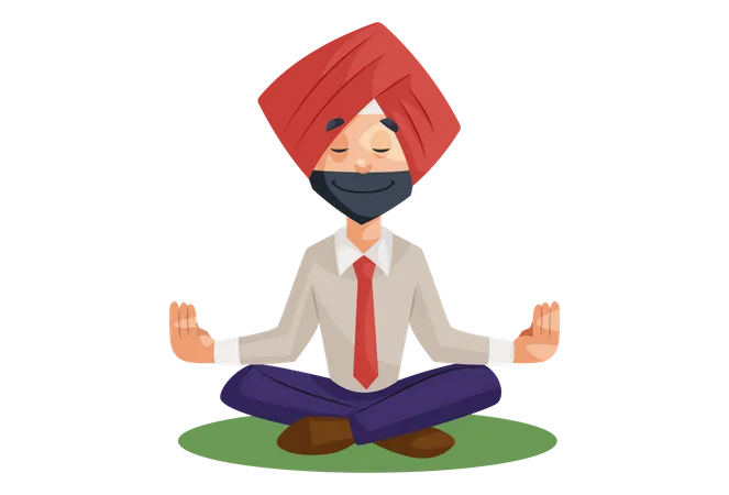 Empresario indio haciendo meditación  Ilustración