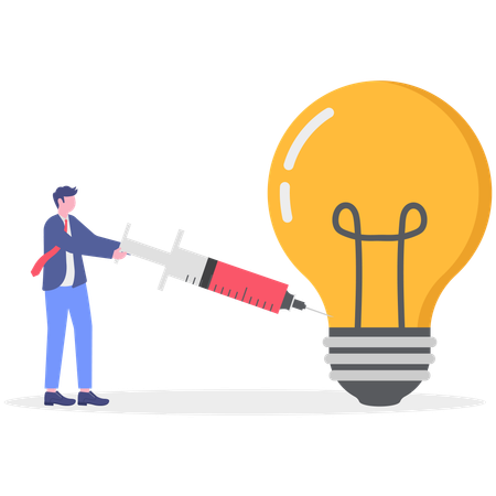 Empresário injetando bulbo  Ilustração