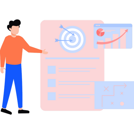 Empresário inteligente está trabalhando em uma meta de negócios  Ilustração