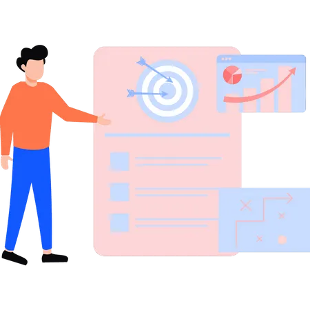 Empresário inteligente está trabalhando em uma meta de negócios  Ilustração