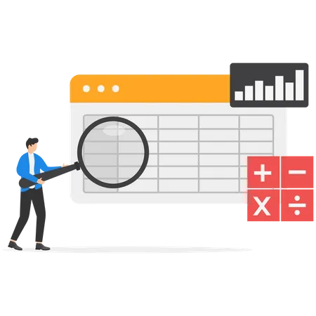 Empresário inteligente fazendo análise de dados de negócios  Ilustração