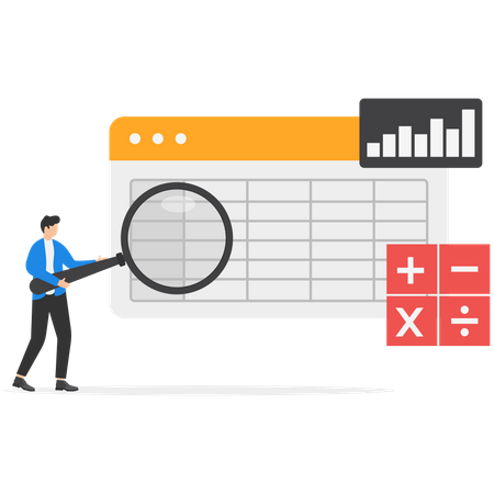 Empresario inteligente haciendo análisis de datos comerciales  Ilustración