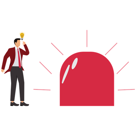 Empresario inteligente pensando con una gran bombilla de idea de gran tamaño  Ilustración