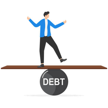 Empresario tratando de equilibrar la deuda  Ilustración