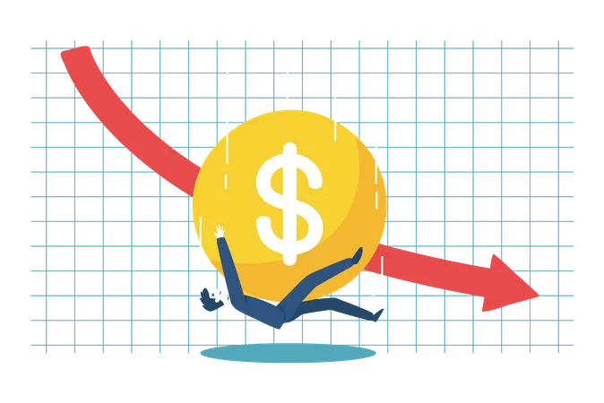 Inversor empresarial devastado por la caída del mercado de valores  Ilustración