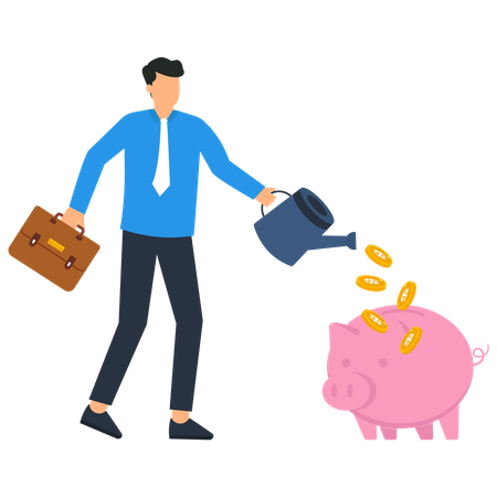Empresário investindo dinheiro  Ilustração