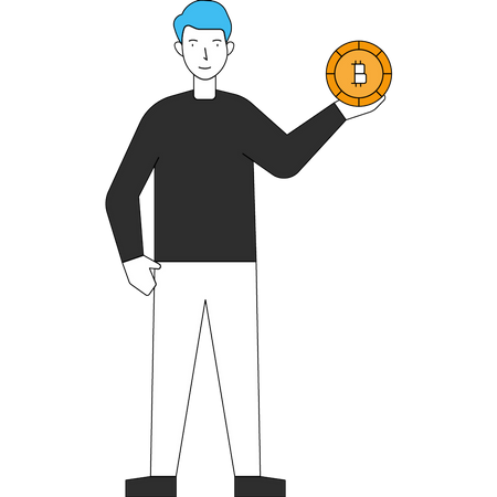 Empresario invirtiendo en Bitcoin  Ilustración