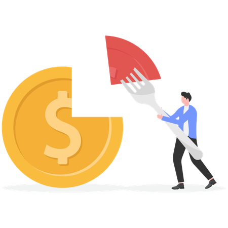 Empresario invirtiendo en cuota de mercado  Ilustración