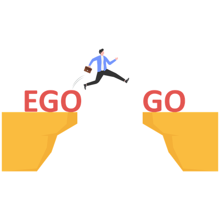 Empresário joga seu ego no lixo  Ilustração