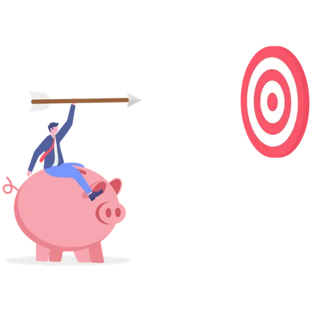 Hombre de negocios lanzando una flecha al blanco  Ilustración