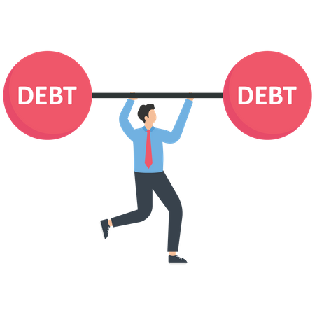 Empresário levanta uma barra de dívida  Ilustração