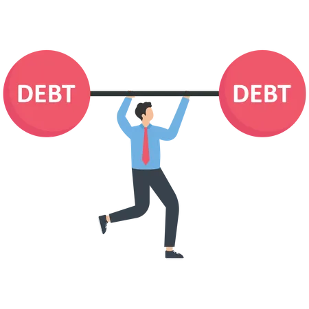 Empresário levanta uma barra de dívida  Ilustração