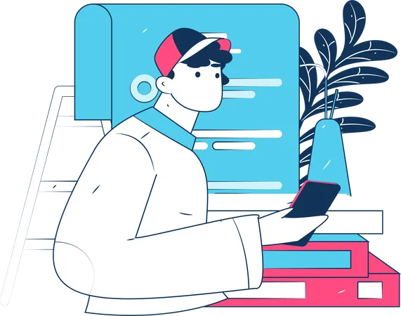 Hombre de negocios leyendo un informe comercial presentado por un empleado  Ilustración